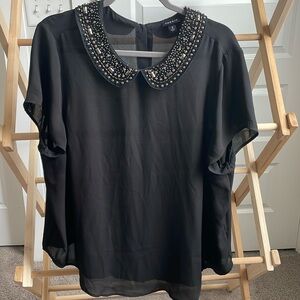 Black top with beaded collar